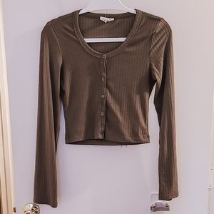 Green Crop Long Sleeve Top